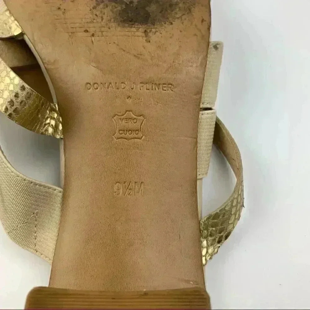 Donald j Pliner sandals 9.5 gold metallic leather - Picture 7 of 12